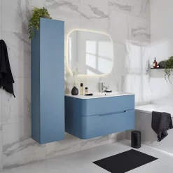 Castorama Meuble Sous Vasque à Suspendre Alba Bleu Mat Version Droite L. 104 X H. 55 X P. 50,5 Cm