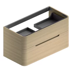 Castorama Meuble Sous Vasque à Suspendre Alba Décor Bois Naturel Version Centre L. 104 X H. 55 X P. 50,5 Cm