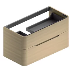 Castorama Meuble Sous Vasque à Suspendre Alba Décor Bois Naturel Version Gauche L. 104 X H. 55 X P. 50,5 Cm