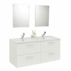 Castorama Meuble Sous Vasque à Suspendre Blanc Pyxis 120 Cm + 2 Miroirs