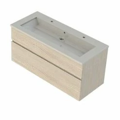 Castorama Meuble Sous Vasque à Suspendre Calao Aspect Chêne Naturel 120 Cm + Plan Vasque En Céramique Blanche