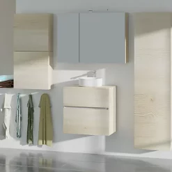 Castorama Meuble Sous-vasque à Suspendre Calao Aspect Chêne Naturel 60 Cm + Plan De Toilette