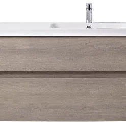 Castorama Meuble Sous Vasque à Suspendre Cooke & Lewis Voluto Bois Grisé Version Droite 105 Cm + Plan Vasque En Résine