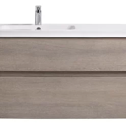 Castorama Meuble Sous Vasque à Suspendre Cooke & Lewis Voluto Bois Grisé Version Gauche 105 Cm + Plan Vasque En Résine