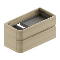 Castorama Meuble Sous Vasque à Suspendre Cooke & Lewis Voluto Décor Chêne Clair Version Gauche 105 Cm