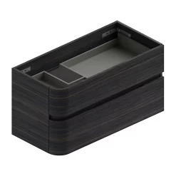 Castorama Meuble Sous Vasque à Suspendre Cooke & Lewis Voluto Décor Noyer Foncé Version Gauche 105 Cm