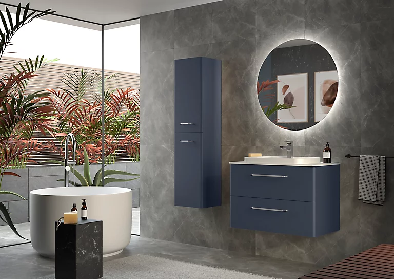 Castorama Meuble Sous Vasque à Suspendre Cygnus Bath Teha L. 80 Cm Bleu Nuit + Plan Vasque Semi-encastré Résine Blanc 3 Castorama Meuble Sous Vasque à Suspendre Cygnus Bath Teha L. 80 Cm Bleu Nuit + Plan Vasque Semi-encastré Résine Blanc