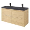 Castorama Meuble Sous Vasque à Suspendre GoodHome Avela Placage Chêne 120 Cm + Plan Vasque En Résine Noir Mila -castorama Soldes meuble sous vasque a suspendre goodhome avela placage chene 120 cm plan vasque en resine noir mila5059340574998 01c