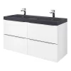 Castorama Meuble Sous Vasque à Suspendre GoodHome Imandra Blanc 120 Cm + Plan Double Vasque Noir GoodHome Mila 120 Cm