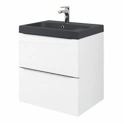 Castorama Meuble Sous Vasque à Suspendre GoodHome Imandra Blanc 60 Cm + Plan Vasque Noir GoodHome Mila 60 Cm