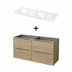 Castorama Meuble Sous Vasque à Suspendre GoodHome Imandra Bois Chêne 120 Cm + Plan Vasque Lana