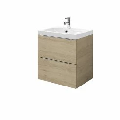 Castorama Meuble Sous Vasque à Suspendre GoodHome Imandra Bois Chêne 60 Cm + Plan Vasque Mila