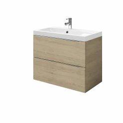 Castorama Meuble Sous Vasque à Suspendre GoodHome Imandra Bois Chêne 80 Cm + Plan Vasque Mila