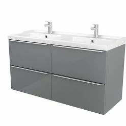 Castorama Meuble Sous Vasque à Suspendre GoodHome Imandra Gris 120 Cm + Plan Vasque Lana