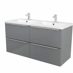 Castorama Meuble Sous Vasque à Suspendre GoodHome Imandra Gris 120 Cm + Plan Vasque Mila