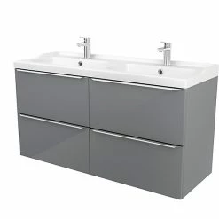 Castorama Meuble Sous Vasque à Suspendre GoodHome Imandra Gris 120 Cm + Plan Vasque Nira