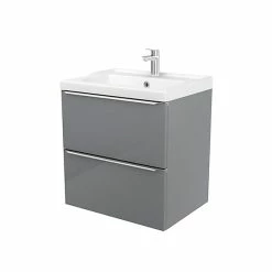 Castorama Meuble Sous Vasque à Suspendre GoodHome Imandra Gris 60 Cm + Plan Vasque Lana
