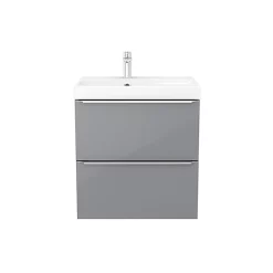 Castorama Meuble Sous Vasque à Suspendre GoodHome Imandra Gris 60 Cm + Plan Vasque Mila