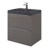 Castorama Meuble Sous Vasque à Suspendre GoodHome Imandra Gris 60 Cm + Plan Vasque Noir GoodHome Mila 60 Cm