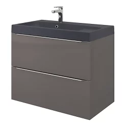 Castorama Meuble Sous Vasque à Suspendre GoodHome Imandra Gris 80 Cm + Plan Vasque Noir GoodHome Mila 80 Cm