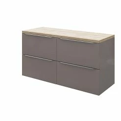 Castorama Meuble Sous Vasque à Suspendre GoodHome Imandra Gris Taupé 120 Cm + Plan De Toilette Hartland