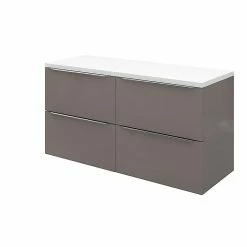 Castorama Meuble Sous Vasque à Suspendre GoodHome Imandra Gris Taupé 120 Cm + Plan De Toilette Marloes
