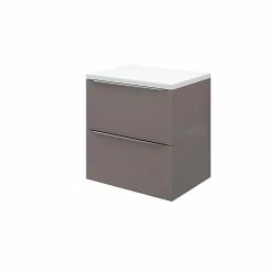 Castorama Meuble Sous Vasque à Suspendre GoodHome Imandra Gris Taupé 60 Cm + Plan De Toilette Marloes