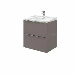 Castorama Meuble Sous Vasque à Suspendre GoodHome Imandra Gris Taupé 60 Cm + Plan Vasque Lana
