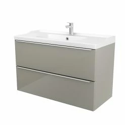 Castorama Meuble Sous Vasque à Suspendre GoodHome Imandra Taupe 100 Cm + Plan Vasque Lana