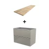 Castorama Meuble Sous Vasque à Suspendre GoodHome Imandra Taupe 80 Cm + Plan De Toilette Hartland 183 Cm (à Redécouper)