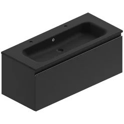 Castorama Meuble Sous Vasque à Suspendre Pura Noir 120 Cm + Plan Vasque En Résine Noir