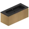 Castorama Meuble Sous Vasque à Suspendre Pura Placage Chêne Clair Strié 120 Cm + Plan Vasque En Résine Noir Mat