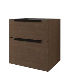 Castorama Meuble Sous Vasque à Suspendre Urban Aspect Noyer 60 Cm + Plan Vasque En Résine Blanc + Niche Aspect Noyer 30 Cm