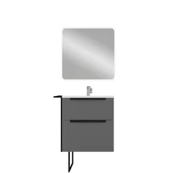 Castorama Meuble Sous Vasque à Suspendre Urban Gris Mat 60 Cm + Plan Vasque En Résine Blanc