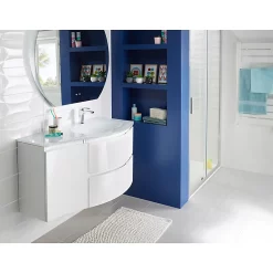 Castorama Meuble Sous Vasque Blanc Vague 104 Cm + Complément Gauche + Plan Vasque En Verre