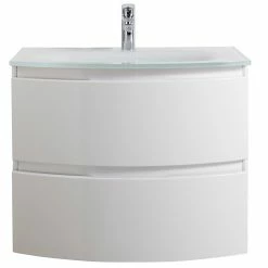 Castorama Meuble Sous-vasque Blanc Vague 70 Cm + Plan Vasque En Verre
