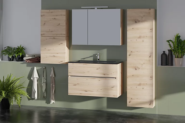 Castorama Meuble Sous-vasque Faible Profondeur à Suspendre Calao Aspect Chêne Artisan 90 Cm + Plan Vasque En Résine Noir 3 Castorama Meuble Sous-vasque Faible Profondeur à Suspendre Calao Aspect Chêne Artisan 90 Cm + Plan Vasque En Résine Noir