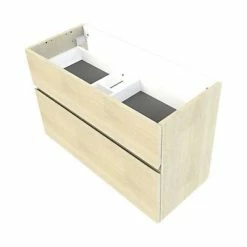 Castorama Meuble Sous Vasque Faible Profondeur à Suspendre Calao Aspect Chêne Naturel 90 Cm + Plan Vasque En Résine Blanc