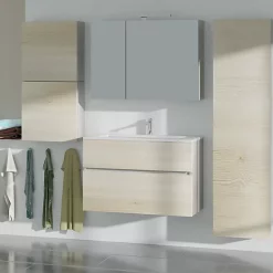 Castorama Meuble Sous Vasque Faible Profondeur Calao Aspect Chêne Naturel 90 Cm