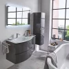 Castorama Meuble Sous Vasque Gris Anthracite Vague 104 Cm + Complément Droit + Plan Vasque En Verre