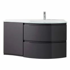 Castorama Meuble Sous Vasque Gris Anthracite Vague 104 Cm + Complément Gauche + Plan Vasque En Résine