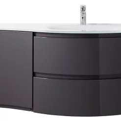 Castorama Meuble Sous Vasque Gris Anthracite Vague 104 Cm + Complément Gauche + Plan Vasque En Verre