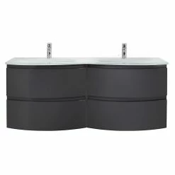 Castorama Meuble Sous-vasque Gris Anthracite Vague 138 Cm + Plan Double Vasque En Résine