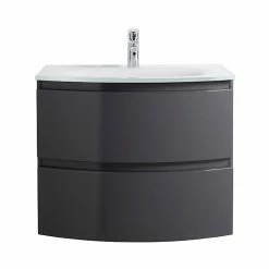 Castorama Meuble Sous-vasque Gris Anthracite Vague 70 Cm + Plan Vasque En Verre