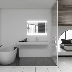 Castorama Miroir Lumineux éclairage LED Rectangulaire Vague Coloris Argent L.100 X H.70 Cm