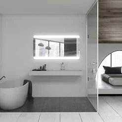 Castorama Miroir Lumineux éclairage LED Rectangulaire Vague Coloris Argent L.70 X H. 136 Cm