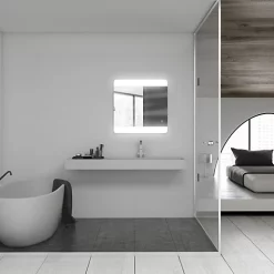 Castorama Miroir Lumineux éclairage LED Rectangulaire Vague Coloris Argent L.70 X H. 65 Cm