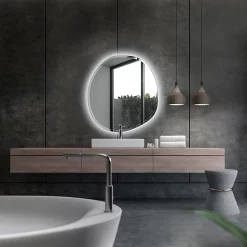 Castorama Miroir Lumineux éclairage LED Rond MPGlass Onde Coloris Argent Ø100 Cm