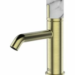 Castorama Mitigeur Lavabo Essebagno Manopola Avec Vidage En Laiton Coloris Or Et Marbre Blanc Modèle Bas