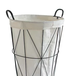 Castorama Panier à Linge 60 Litres En Polycoton Beigne Cadre En Métal Noir Ø40 X H.50 Cm